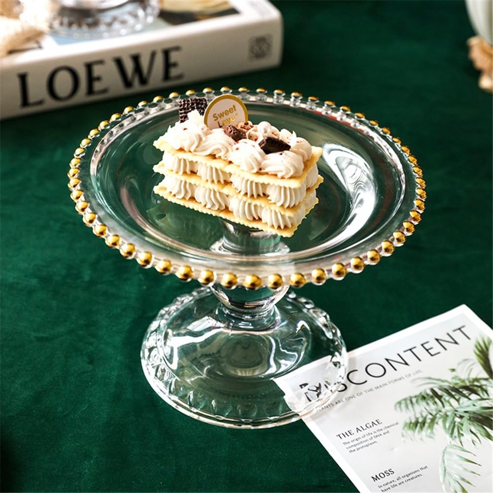 Kuchenständer ServierStänder Gold-umrandeten Kuchen Stehen Perlen Hohe-fuß Platte Obst Dessert Tablett Hochzeit Party Display Tortenständer
