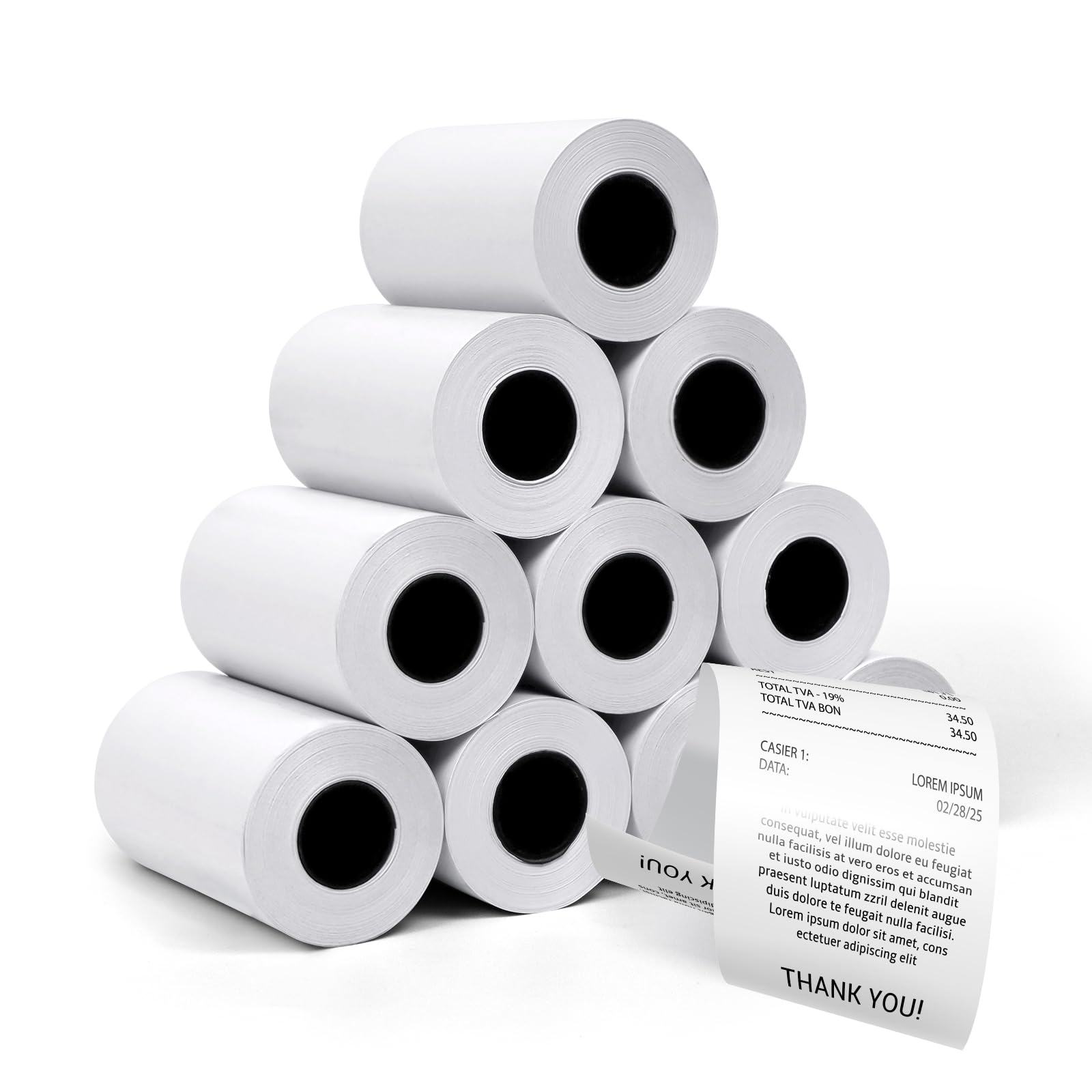 YIKIADA 57 x 35 mm White Thermal Paper Till Receipt Rolls Printer POS Credit Card Machine Cash Register Suitable for Shops Supermarkets Stores Retailers 10 Pack