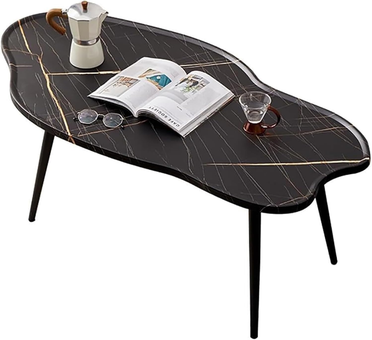 Aimery Office End Table Living Room Tables Sofa Side Table, Cloud Shape Coffee Table, Household Small Iron Bracket Living Room Sitting On The Floor Low Table (Color : A, Size : 100X60X38CM)