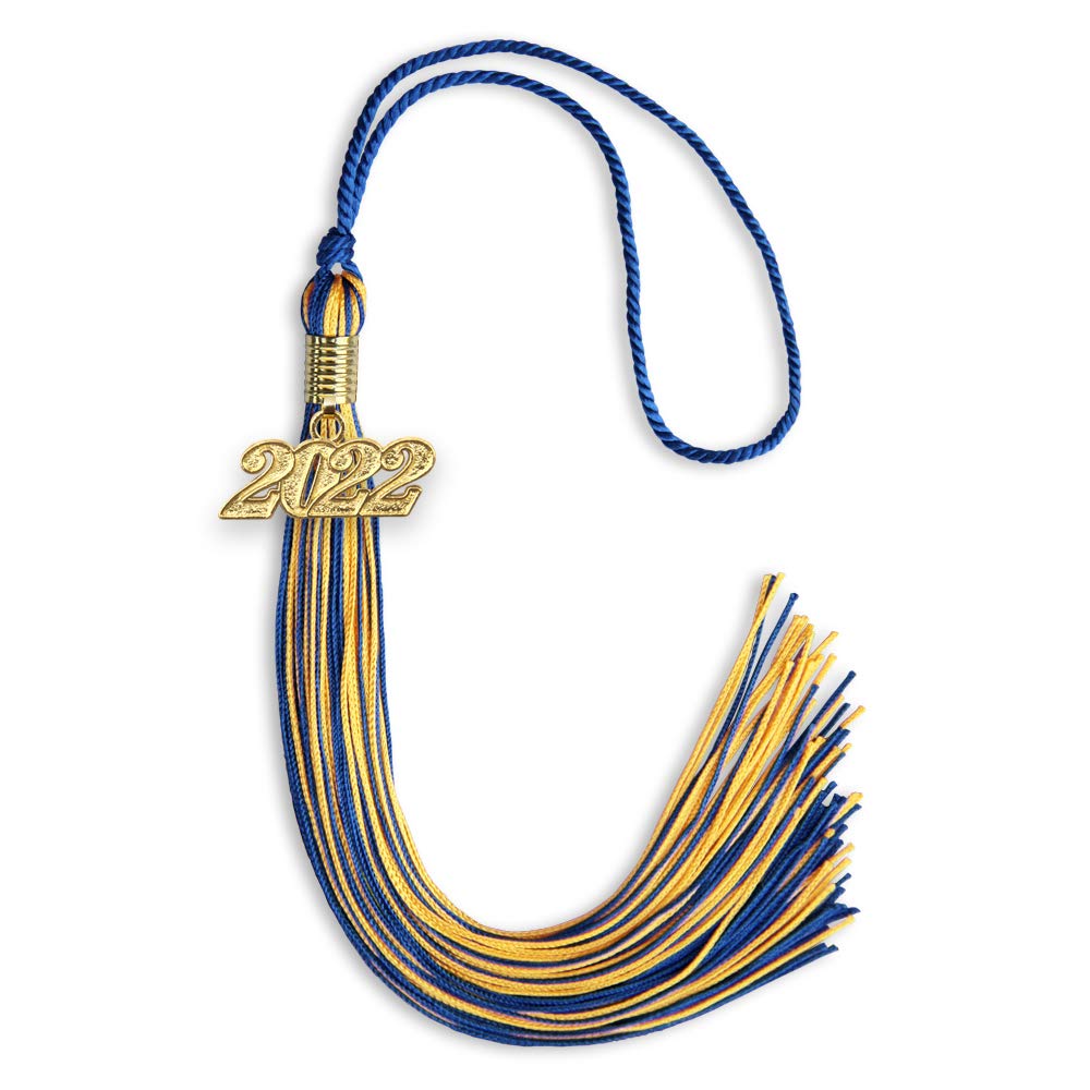 Endea Graduation Mixed Double Color Tassel with Gold Date Drop (Royal Blue/Gold, 2022)