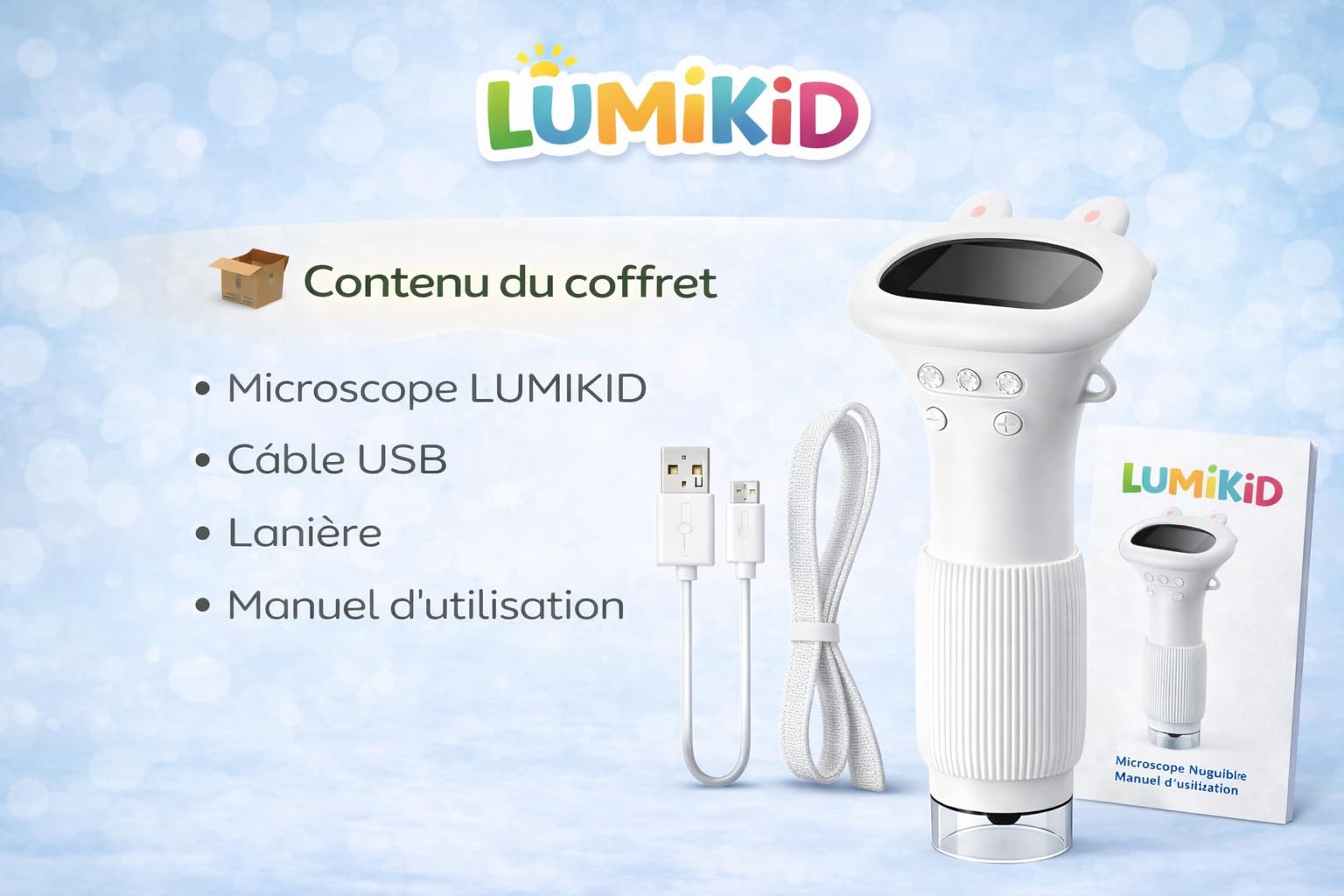Microscopio digital infantil con pantalla IPS de 2 pulgadas, aumento de 1000 x – recargable – 8 LED ajustables – foto y vídeo – juguete científico educativo de 3 a 10 años – idea de regalo (amarillo)