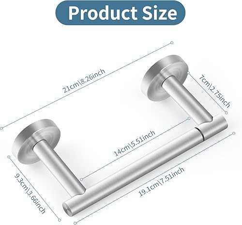 Miniatura 6 de Newfun Soporte de papel higiénico de níquel cepillado, SUS 304 de acero inoxidable ajustable, doble poste pivotante, soporte de pared para baño
