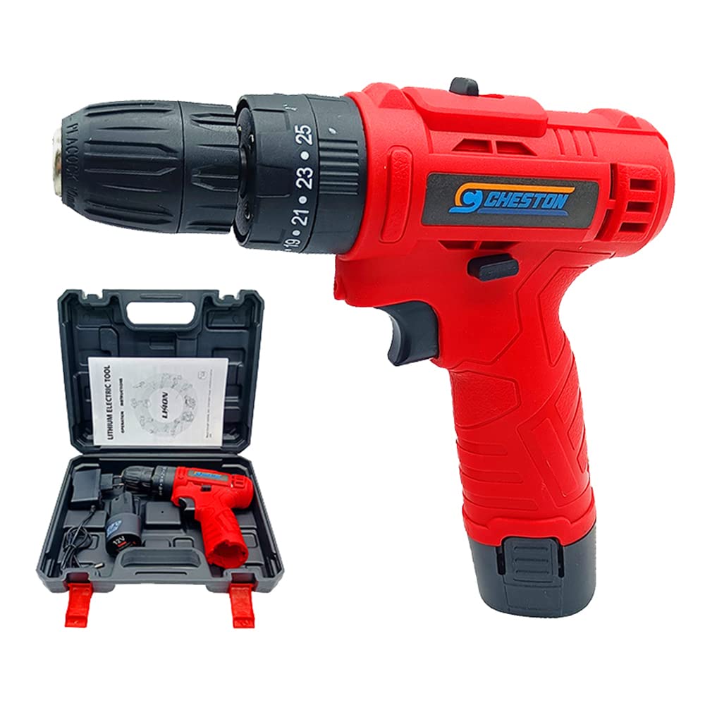 Cheston 12V Cordless Impact Drill Machine Screwdriver | 10mm Keyless Chuck | 1500 MAH Battery Torque (18+1) 1500 RPM | Reversible Variable Speed for Walls Woods Metal | Carrying tool kit case (B0BYYZRPLW) Amazon Price History, Amazon Price Tracker