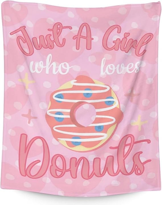 Girls Blanket - 30"x40" Cute Donut Throw Blanket Gifts for Girls - Pink Soft Fuzzy Doughnut Blanket for Couch & Office