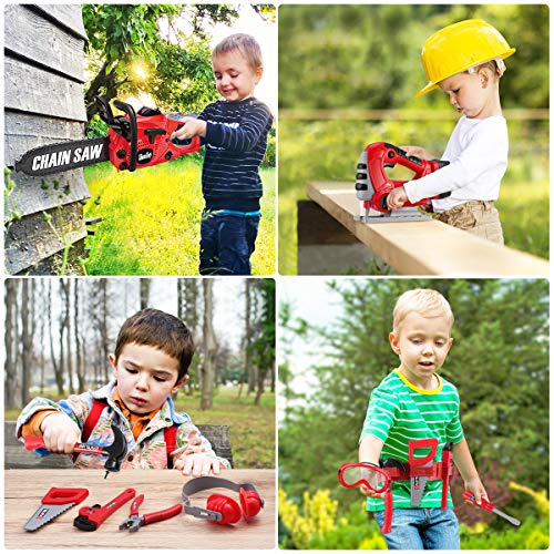 iBaseToy Toy Chainsaw, Kids Chainsaw Toys Tools with Jig Saw and Realistic Sounds and Lights