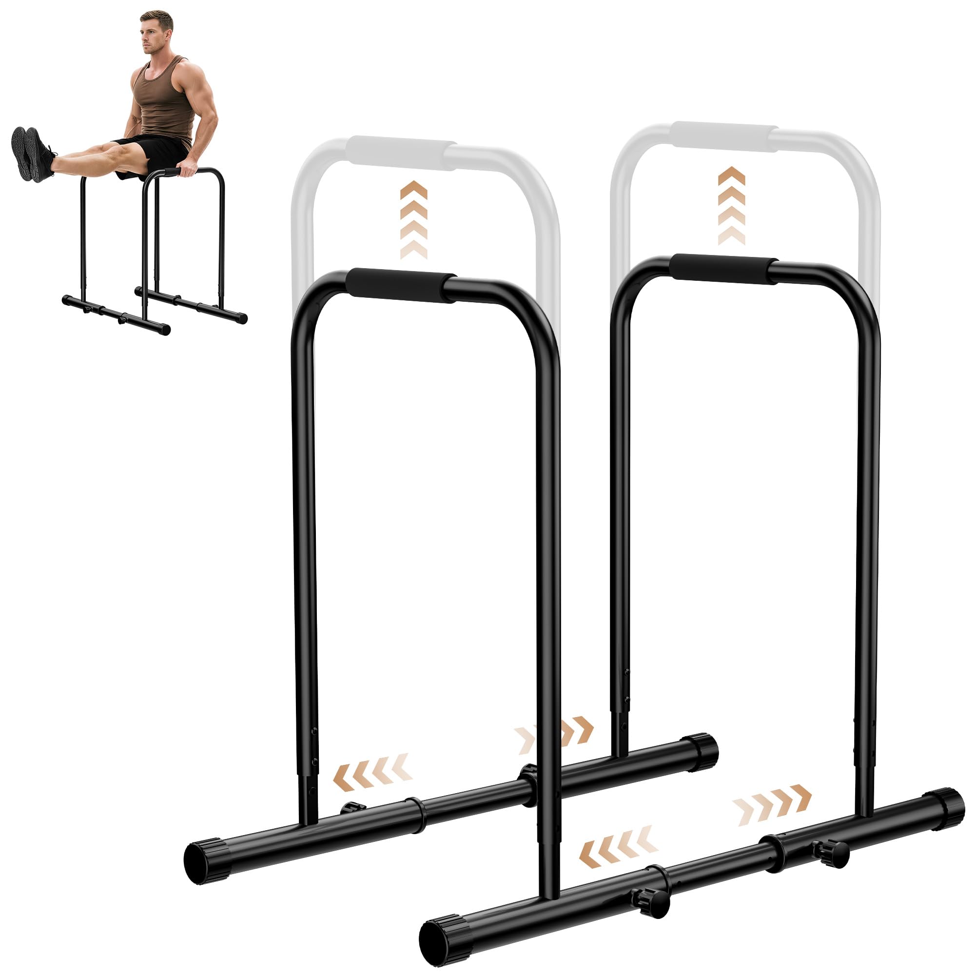 Barras Paralelas Ajustables para Fondos, Barras de Calistenia, Estación de Entrenamiento y Musculación para Casa, Altura 80,5-94 cm, Ancho 85-103 cm, Capacidad de Carga 249 kg
