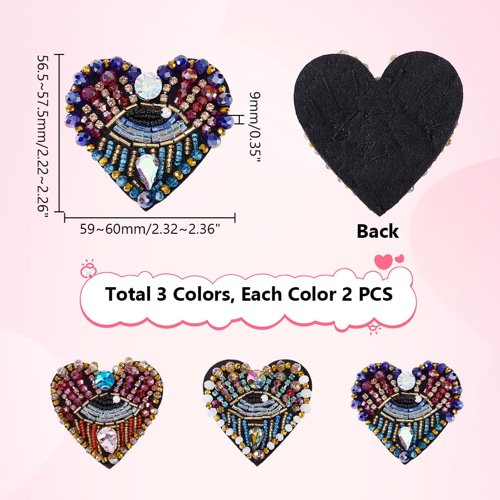 3 Böser Blick Aufnäher - Strass Perlen Applikationen Zum Aufnähen