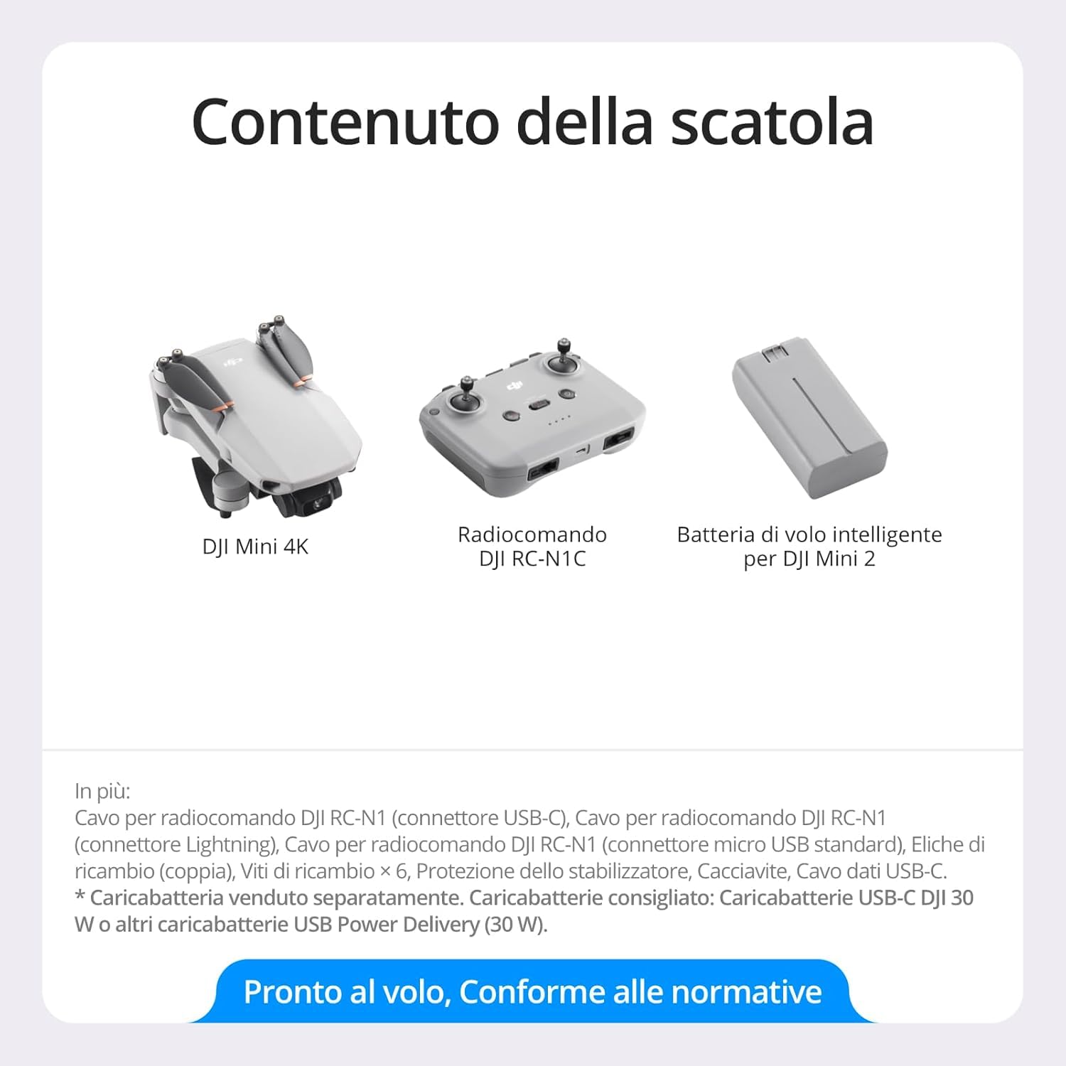 DJI Mini 4K, drone per adulti, fotocamera 4K HD, < 249 g, stabilizzatore 3 assi, trasmissione video 10 km, return automatico, resistenza al vento, 1 batteria per tempo di volo 31', volo intelligente