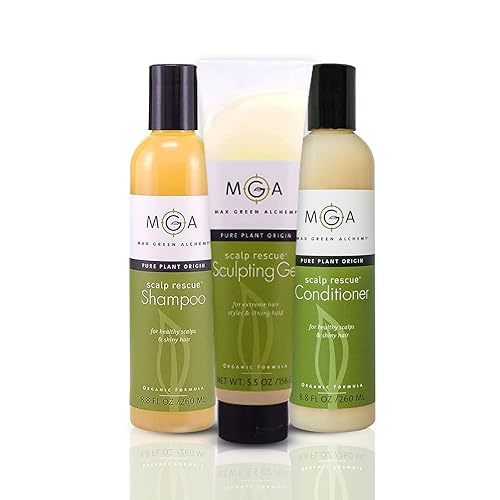 MGA Vega Champú para el cabello, acondicionador y gel para esculpir el cabello, fórmula orgánica de rescate del cuero cabelludo para todo tipo de