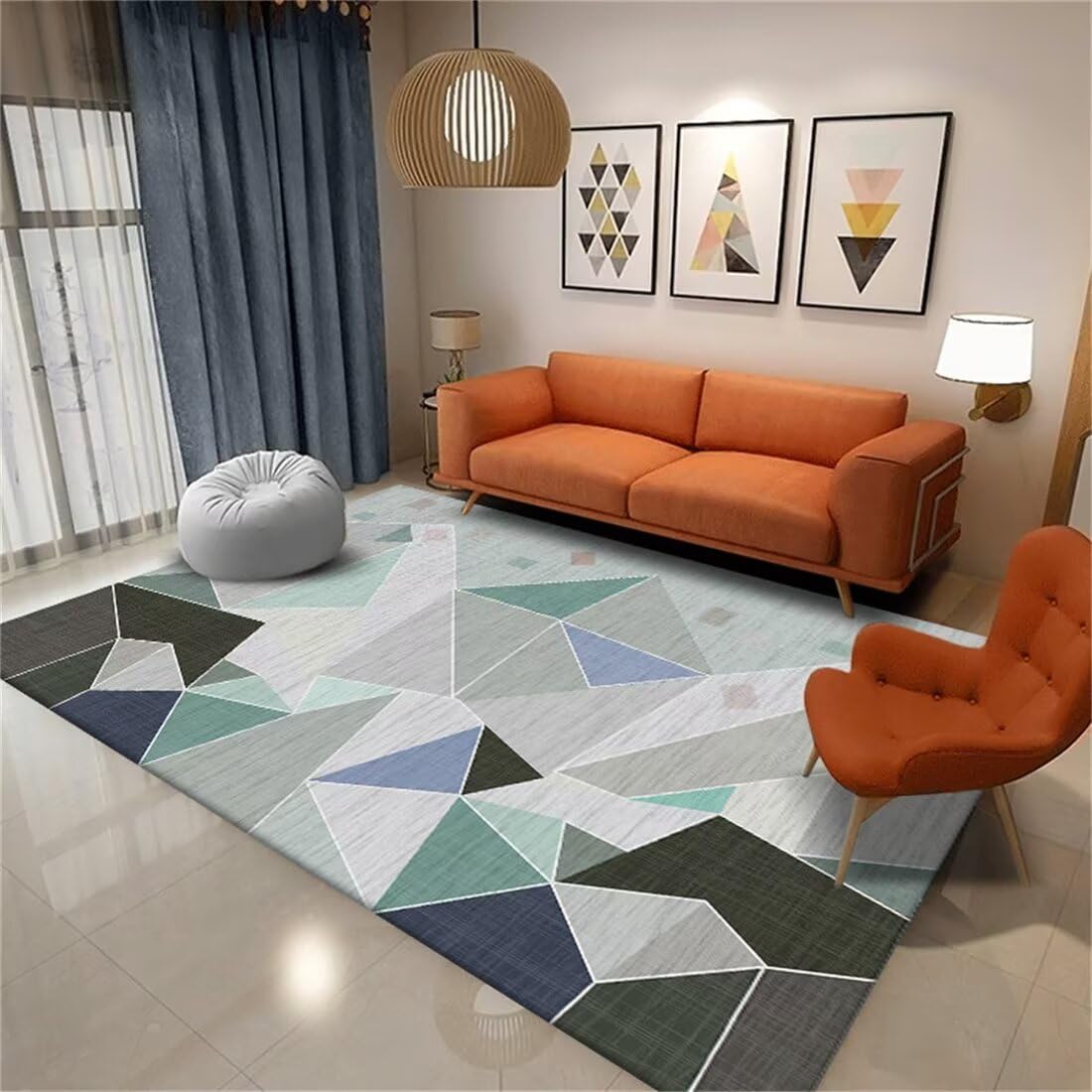 Triangle géométrique gris-bleu tapis de jeu bébé Atmosphera