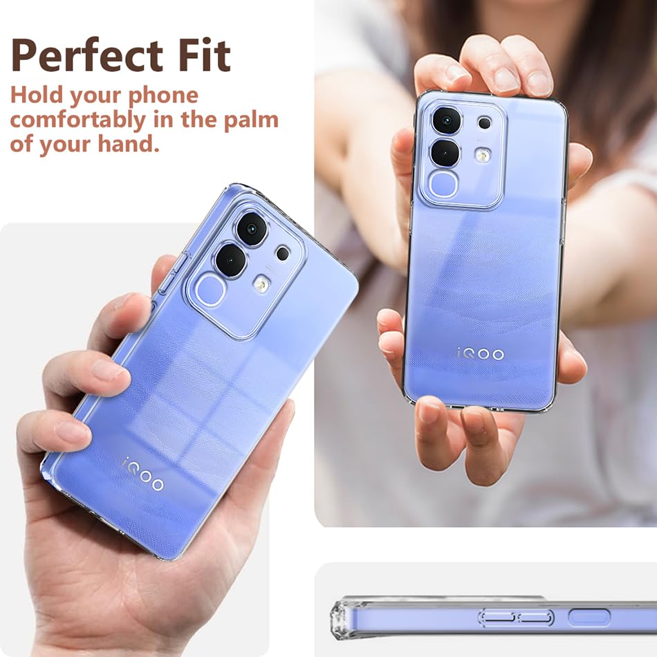 Image of Fashionury Crystal Clear Case for Vivo T4x 5G / iQOO Z10x 5G / Vivo Y31 Pro 5G | Yellowing Resistance | Transparent TPU Silicone | Raised Camera Lips | Slim Transparent Cover