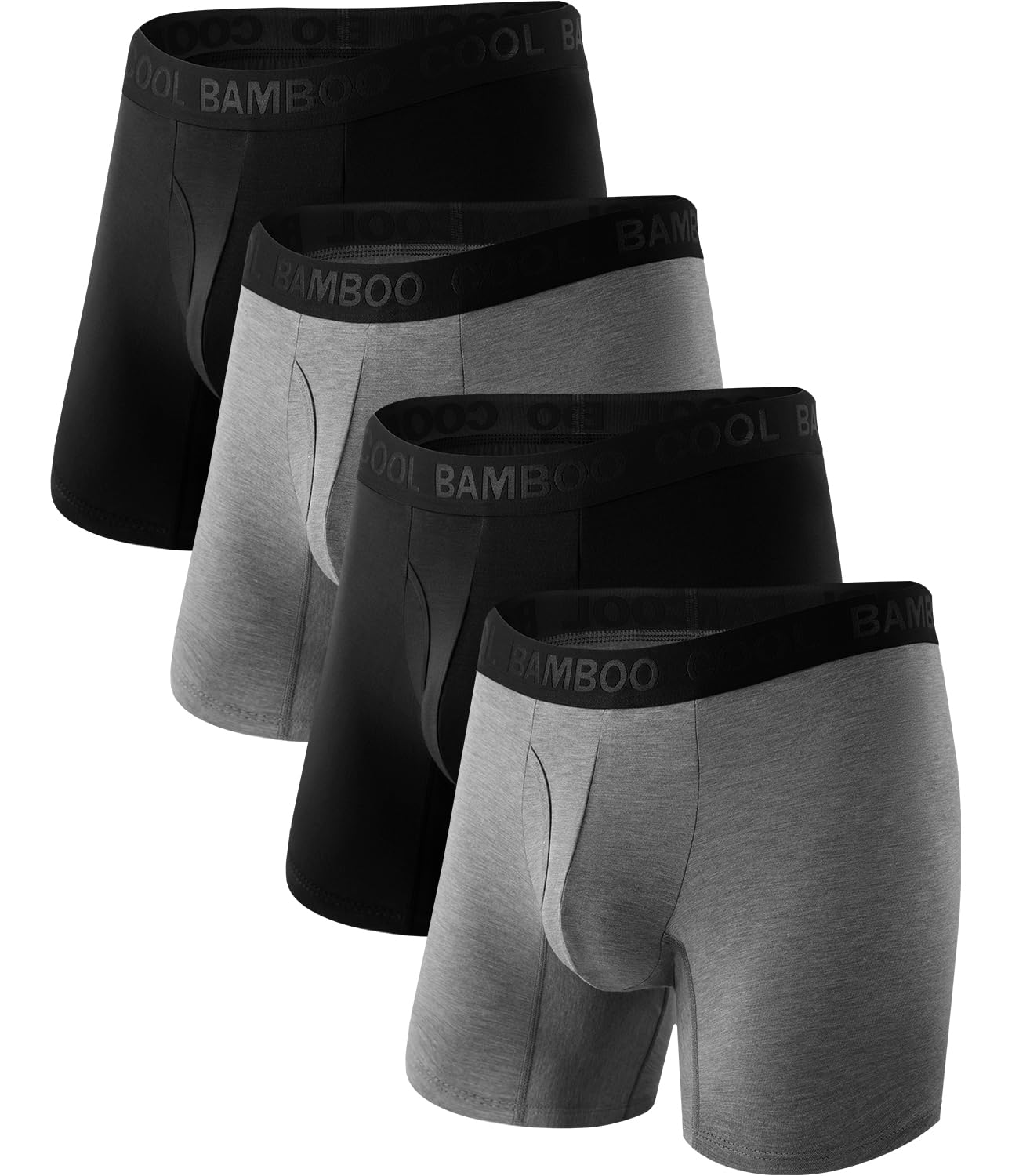 bamboo cool mens underwear boxer briefsregular legbreathable soft moisture-wicking with fly underwear for men 4 pack