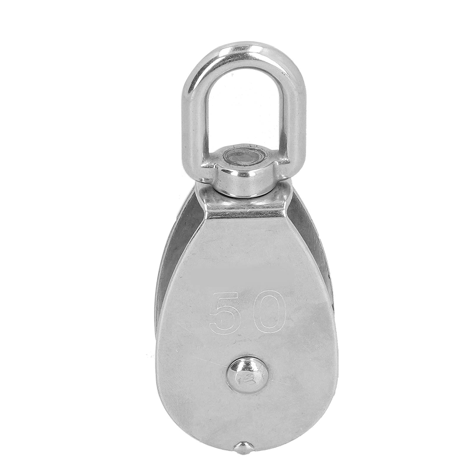 Set di 2 pulegge in acciaio inossidabile, gancio di sollevamento per funi metalliche resistenti con anello rotante a 360°, ruota di traino durevole M50 per sartiame e sollevamento carichi pesanti