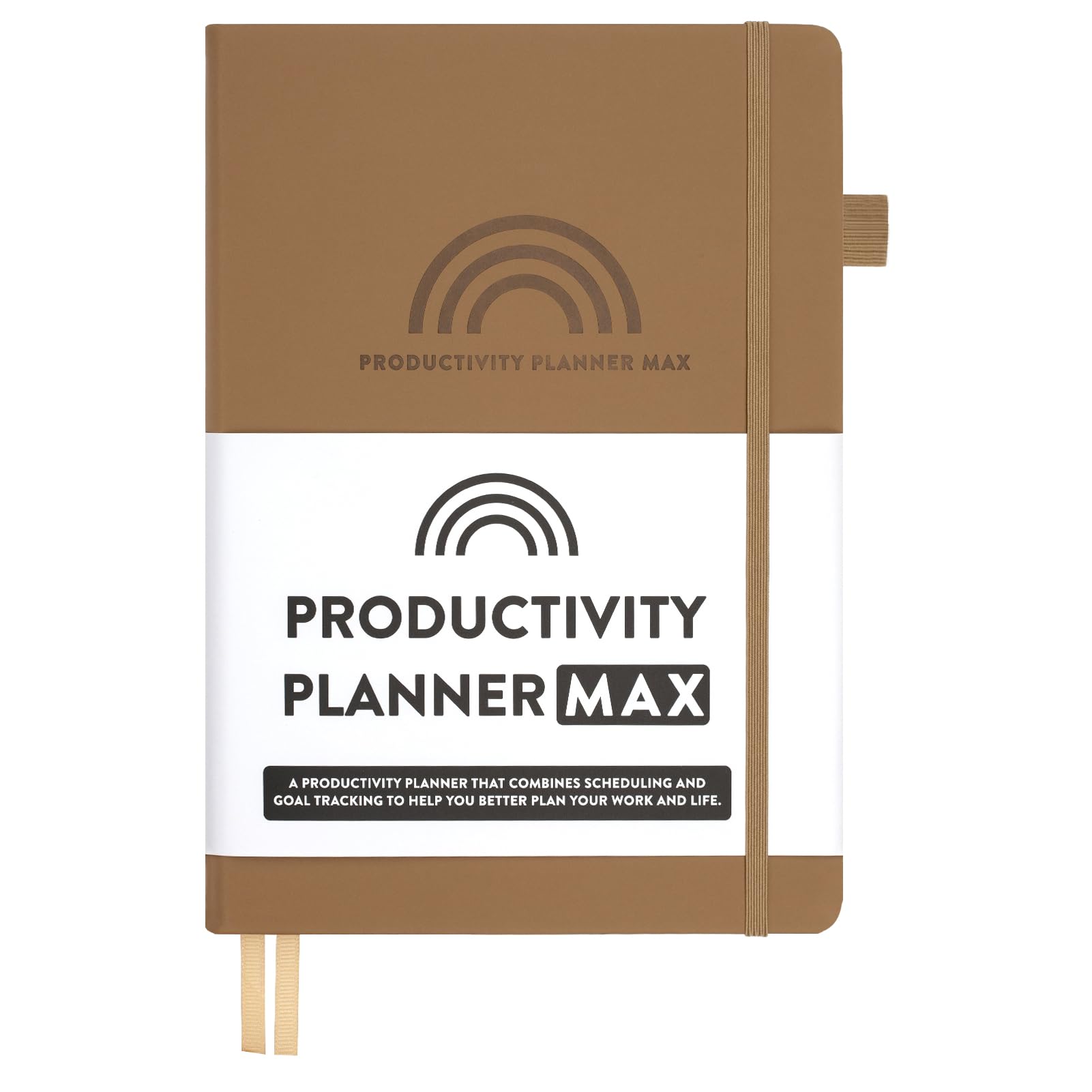Planner PRO MAX - Undated Daily, Weekly & Monthly Goal to Increase Productivity, Happiness & Achieve Your Goals - Start Anytime, 1 Year, Hardcover. (Brown)