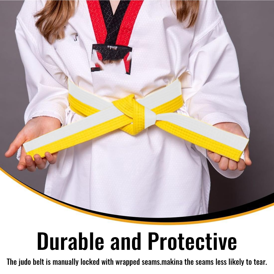 1 pcs Blanco amarillo Cinturón Taekwondo, Cinturón de Judo, Cinturón de Artes Marciales, Cinturones de Judo de Karate, Cinturón de Taekwondo Para Artes Marciales, Cinturón de Taekwondo, 160cm