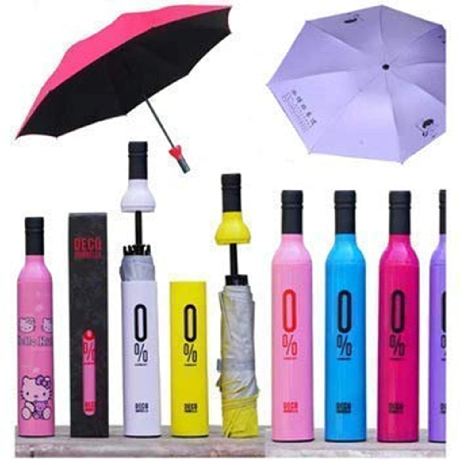 DR ENTERPRISE Wine Bottle Beautiful,Travel Umbrella, Automatic, Strong, Durable, Good Grip, Hidden Folding Umbrella for Rain, Sun Light for 2 Persons for Adult Men Women
