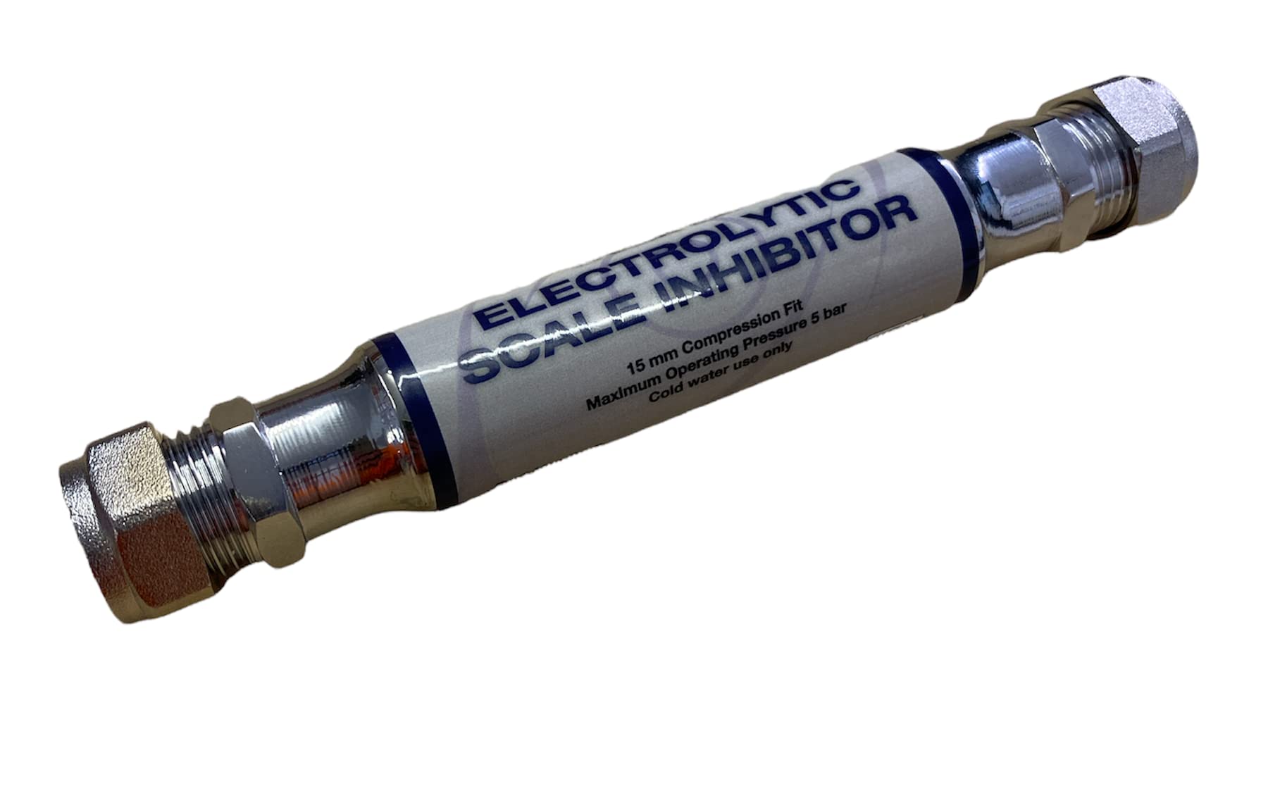 Hanicks Chrome 15Mm Inline Scale Reducer – Electrolytic Limescale Inhibitor, Compression Fitting, Alternative To Sentinel Sesi, Hard Water Protection For Boilers, Cylinders & Pipework
