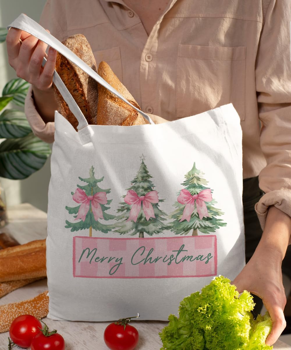 Christmas Canvas Tote Bags for Women, Reusable Shopping Bags - Image 5