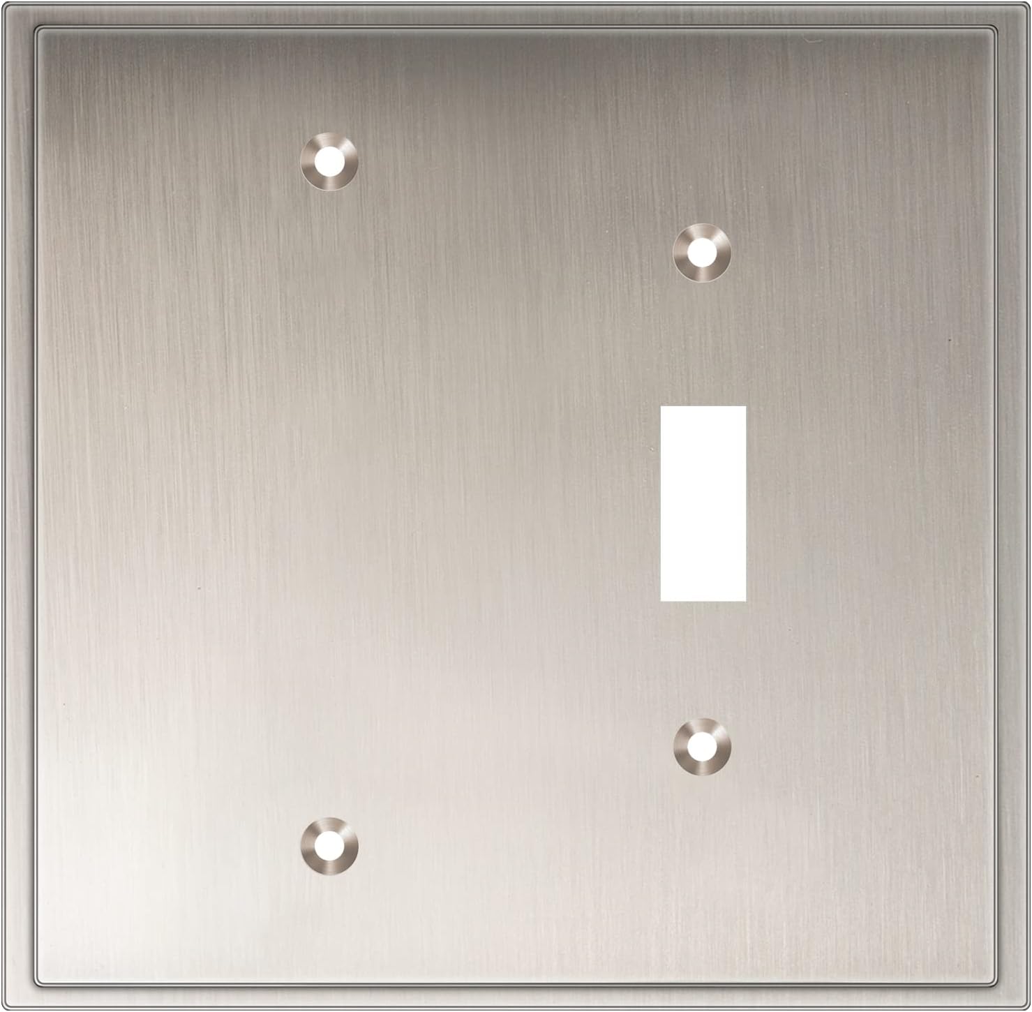 Henne Bery Soft Modern Decorative Wall Plate Switch Plate Outlet Cover (Blank/Toggle, Satin Nickel)