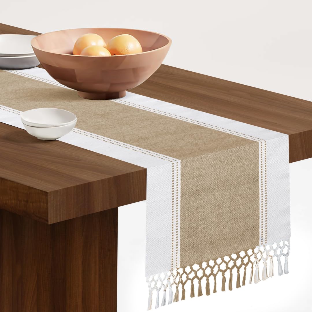 Comfy-co Table Runner 72 inch Long - Farmhouse Table Runner for Wedding Parties BBQ's Everyday Holidays - 100% Cotton 13x72 inch Rustic Vintage Dining
