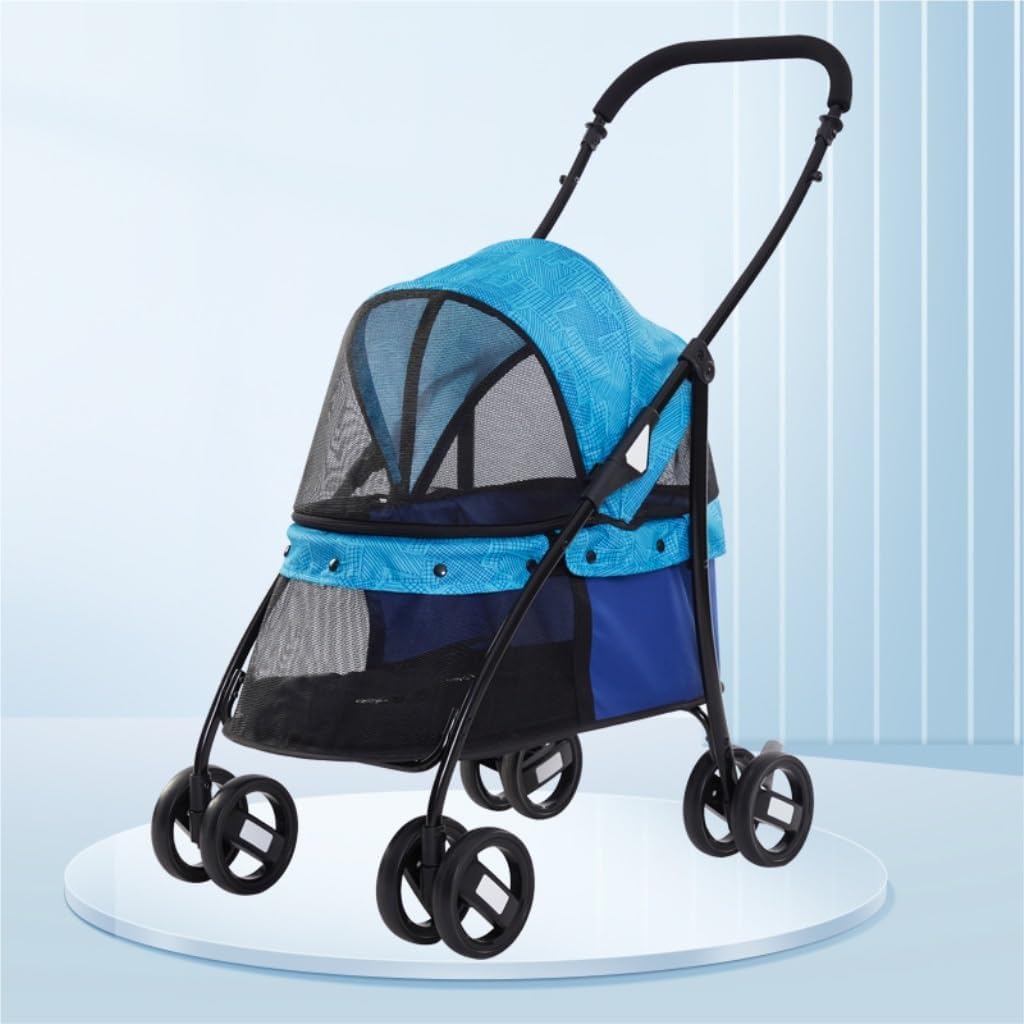 Pet Strollers Panoramic Perspective Lightweight Folding Pet Stroller Pet Stroller for Outdoor Play Cat and Dog Stroller Pet Stroller Medium(Yellow)