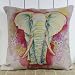 LINKWELL Colorful Elephant Wild Animal Linen Burlap Cushion Cover Pillow Case