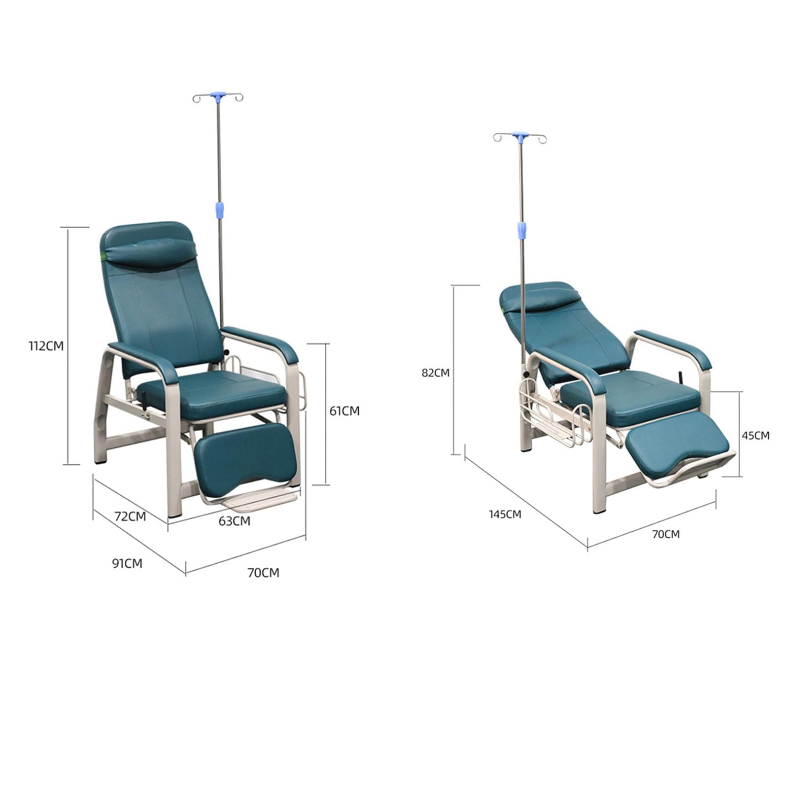 Sedia per flebotomia per prelievo di sangue con bracciolo regolabile, sedia medica completamente reclinabile con supporto IV Pole per laboratori di ricerca