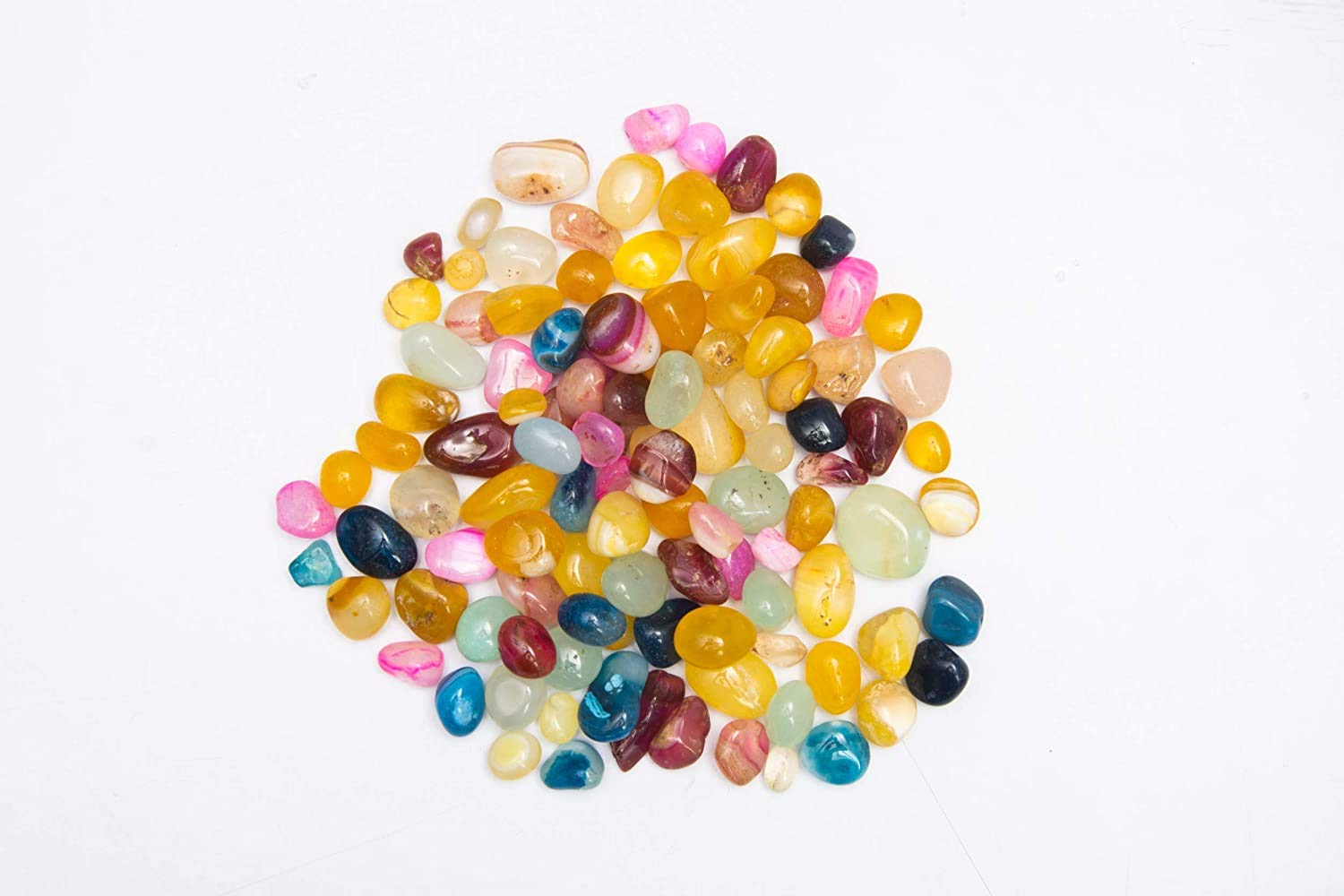 Schmick 1 Kg Mixed Onyx Pebbles Stones for Decoration, Table, and Home Decor (1 Kg, Mixed Onyx)