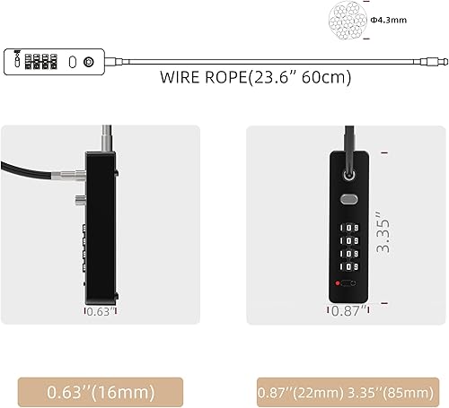 Miniatura 3 de Cerradura de combinación con cable de acero, resistente a la intemperie, código de candado reiniciable, cerradura combinada para equipaje,