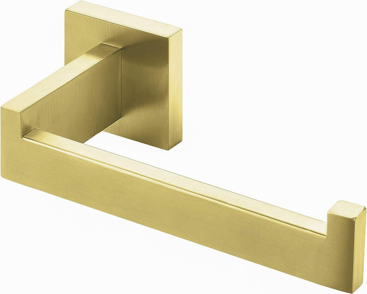 Brushed Gold Brass Toilet Paper Holder Wall Mount Premium 304 Stainless Steel Square Toilet Paper Roll Holder for Bathroom Rustproof