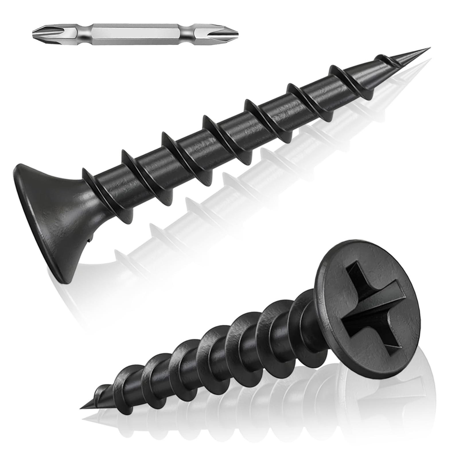 260 Pcs Black Drywall Plasterboard Screws M4 x 50mm Drywall Screws Coarse Cement Board Decking Exterior Wood Screws Phillips Drive with Bit Black Wood Screws for Drywall Sheetrock Wood and Furniture โ image 1