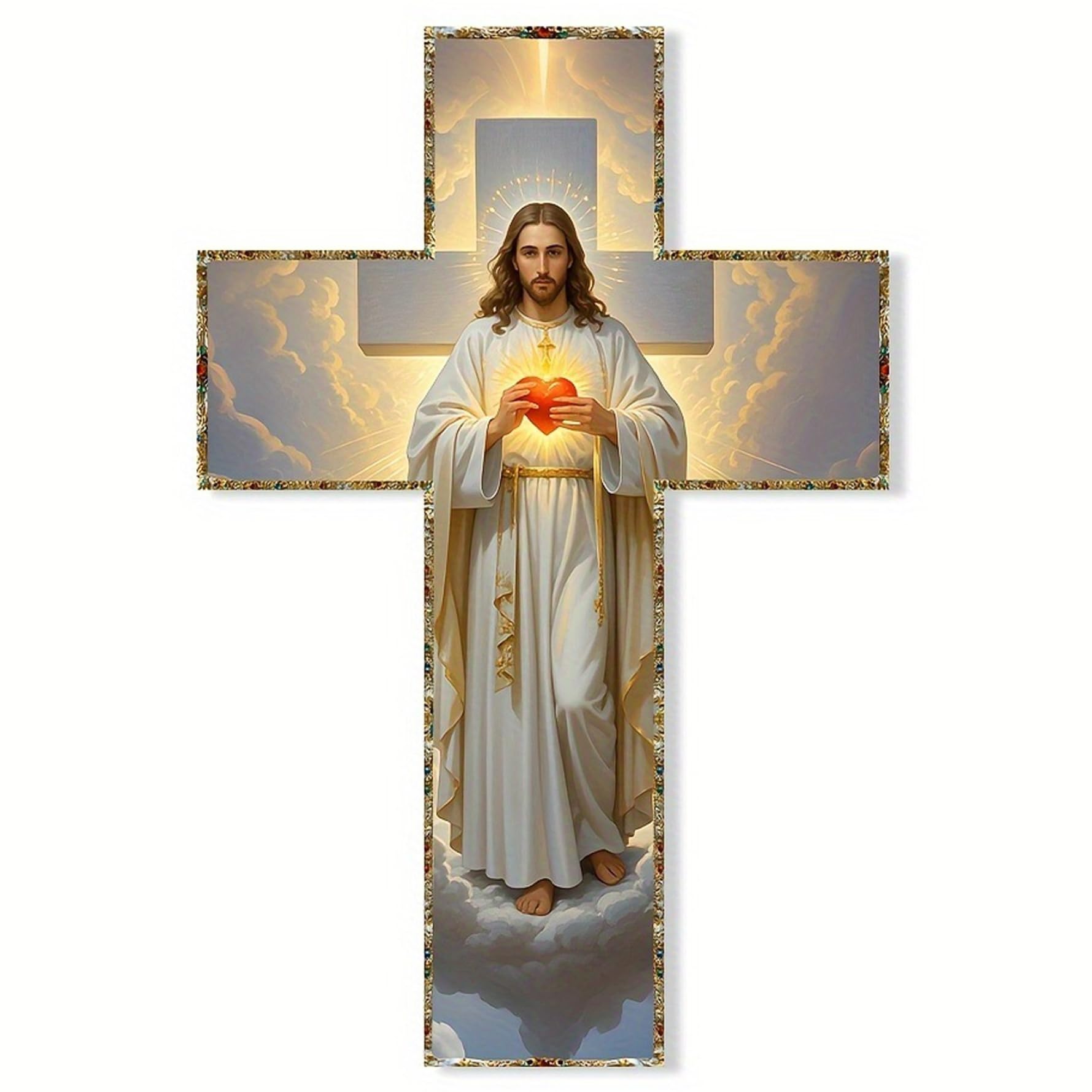 CAKEEYUM Jesus Cross for Wall 12x8 Inch Vintage Wooden Crucifix Wall Cross Catholic & Religious Spiritual Decor for Living Room & Bedroom