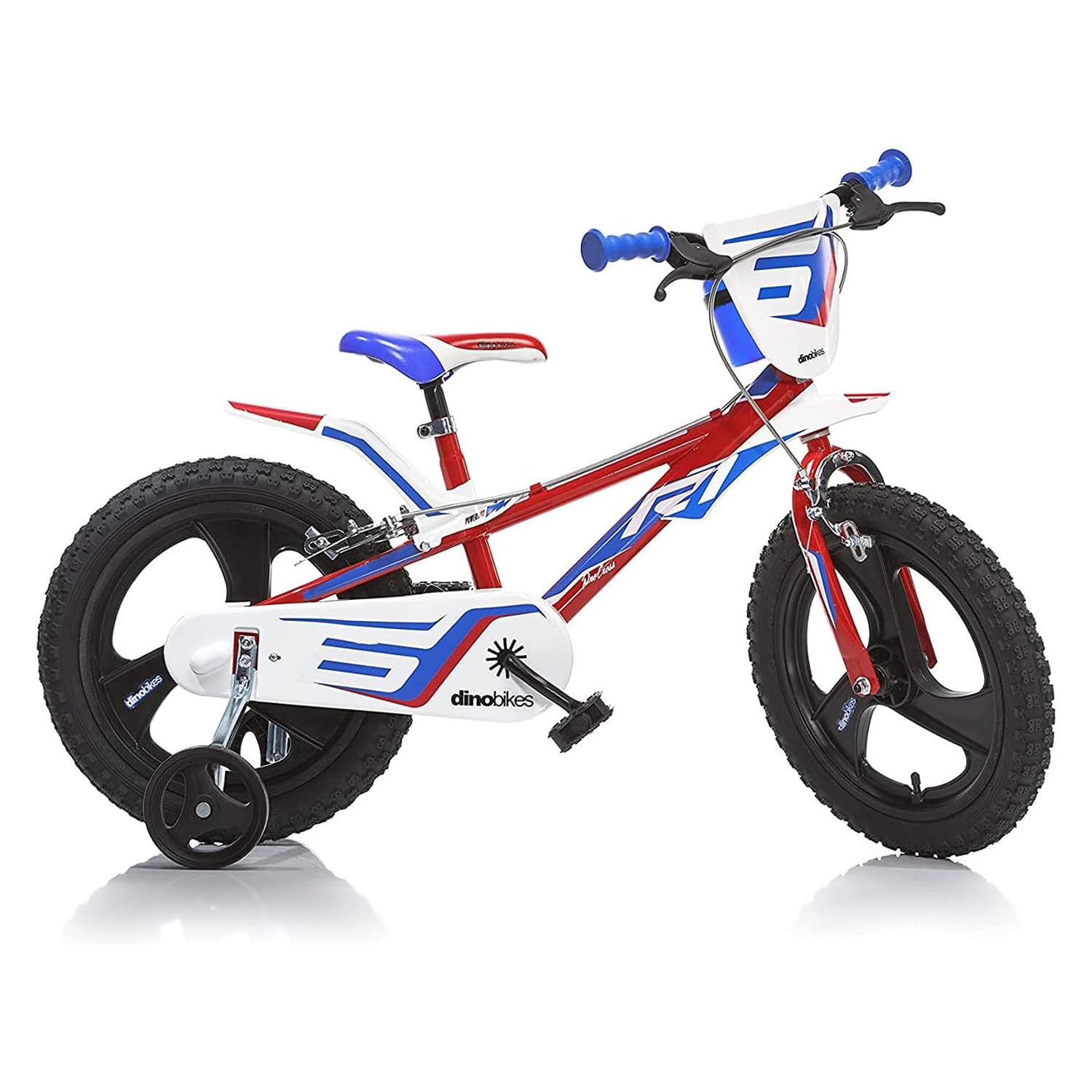 Dino Bikes Bici Bicicletta Bambino 14 Pollici 2 Freni al Manubrio Blu Rosso Bianco