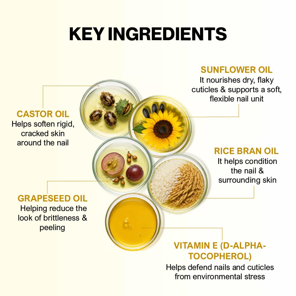 All Natural Nail and Cuticle Oil - Heal Cracked Nails and Rigid Cuticles - Perfect Treatment for Healthy Hands - Moisturizes and Softens - Vitamin E Enriched For Health and Softness by Bee Naturals
