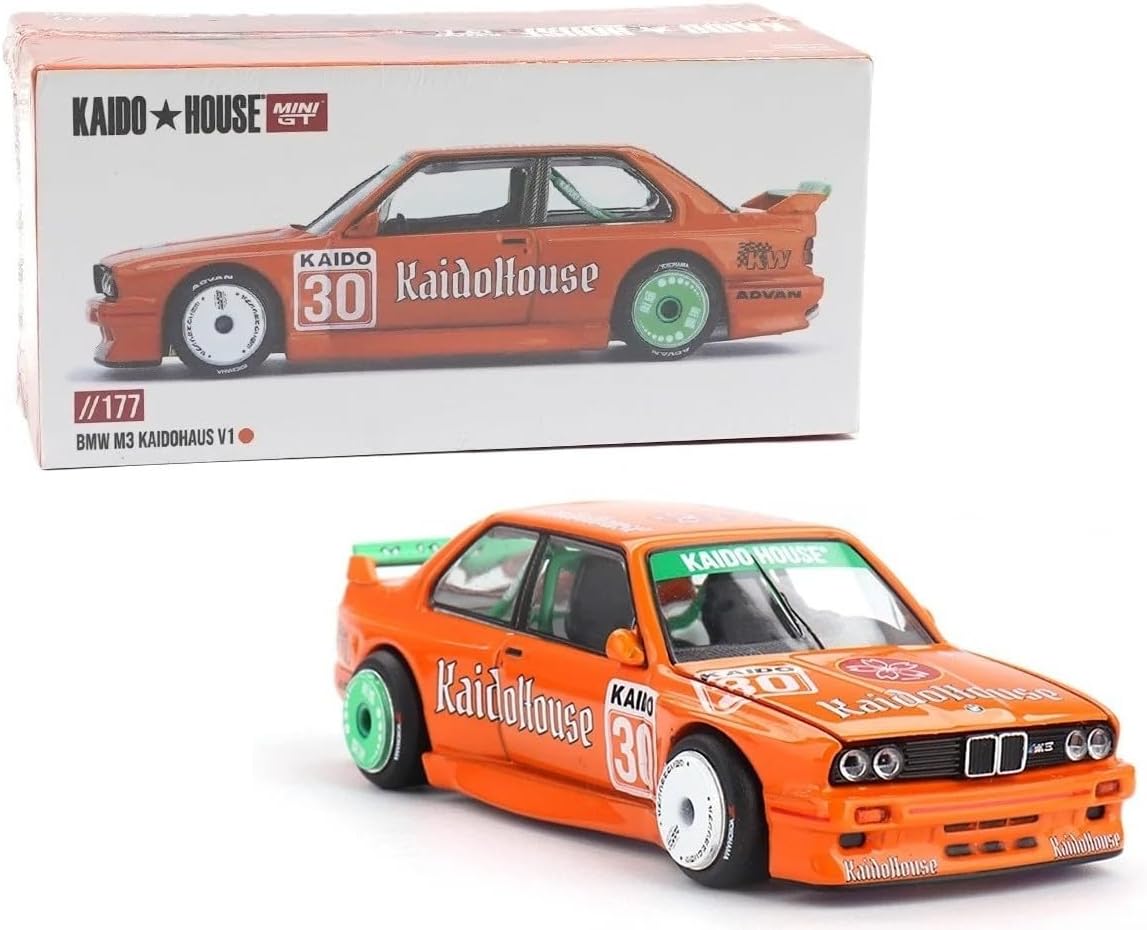 Diecast Model Car Compatible with Kaido House x Mini GT 1:64 BMW M3 KAIDOHAUS V1 Orange Limited Edition KHMG177