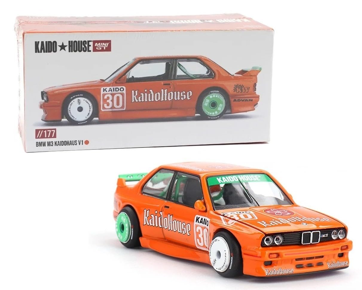 Diecast Model Car Compatible with Kaido House x Mini GT 1:64 BMW M3 KAIDOHAUS V1 Orange Limited Edition KHMG177