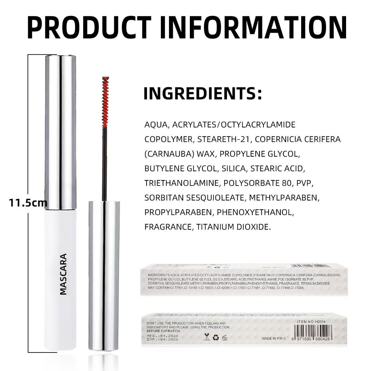 Lengthening Tubing Mascara Long-Lasting, Smudge-Proof Waterproof Eyelashes All Day Wear, Volumizing & Curling Formula Colored Mascara, Clump-Free Slim Brush for Sensitive Eyes - Image 9