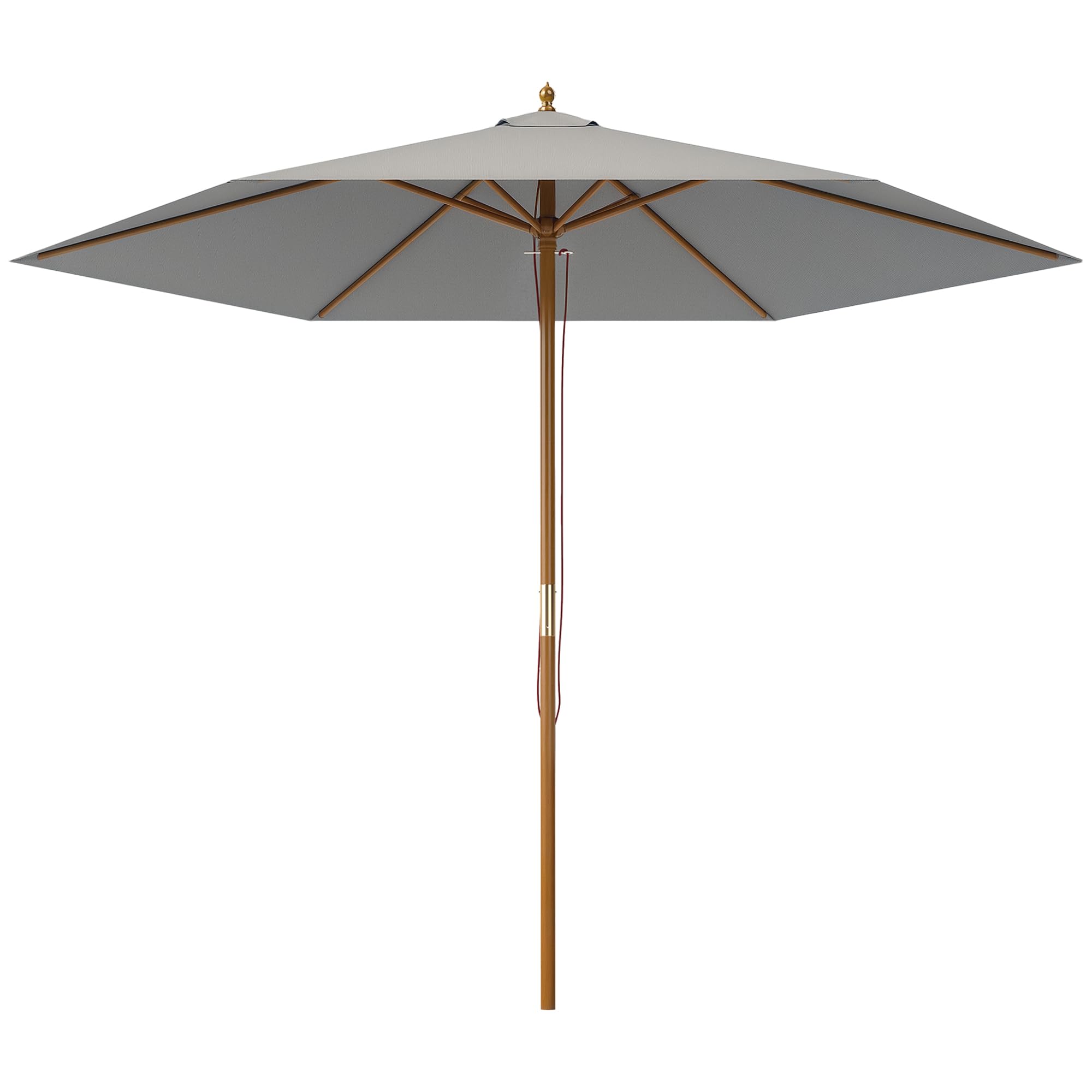 Outsunny Wood Garden Parasol 2.5m Light Grey