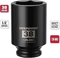 Vista 2 de MIXPOWER Enchufe de impacto profundo de 1/2", CR-MO, 1.496 in, 6 puntos, tuerca de eje de grado de impacto para una fácil extracción