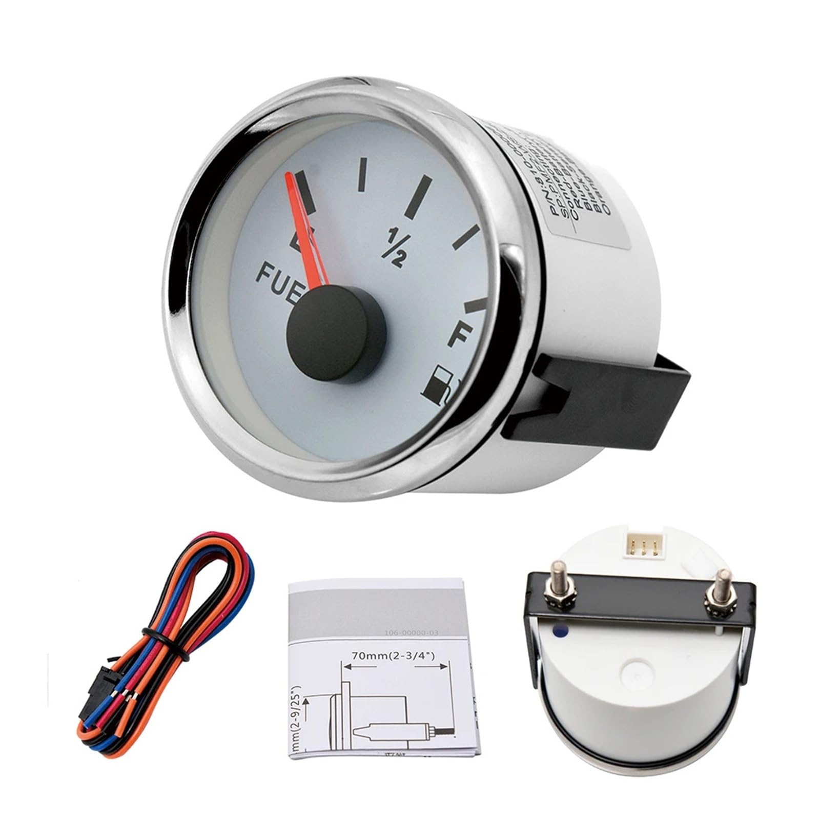 Wskaźnik poziomu paliwa w zbiorniku 0-190ohm z czujnikiem poziomu paliwa Czerwone podświetlenie 12v/24v Pasuje do samochodu łodzi Uniwersalny(Gauge 425mm sensor)