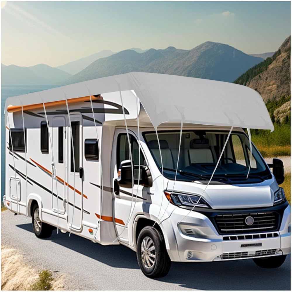 Fundas para caravana solo para techo, tela Oxford 210D impermeable, protección contra el viento y la nieve, almacenamiento plegable, fácil de usar, cubierta de remolque de viaje utilitario