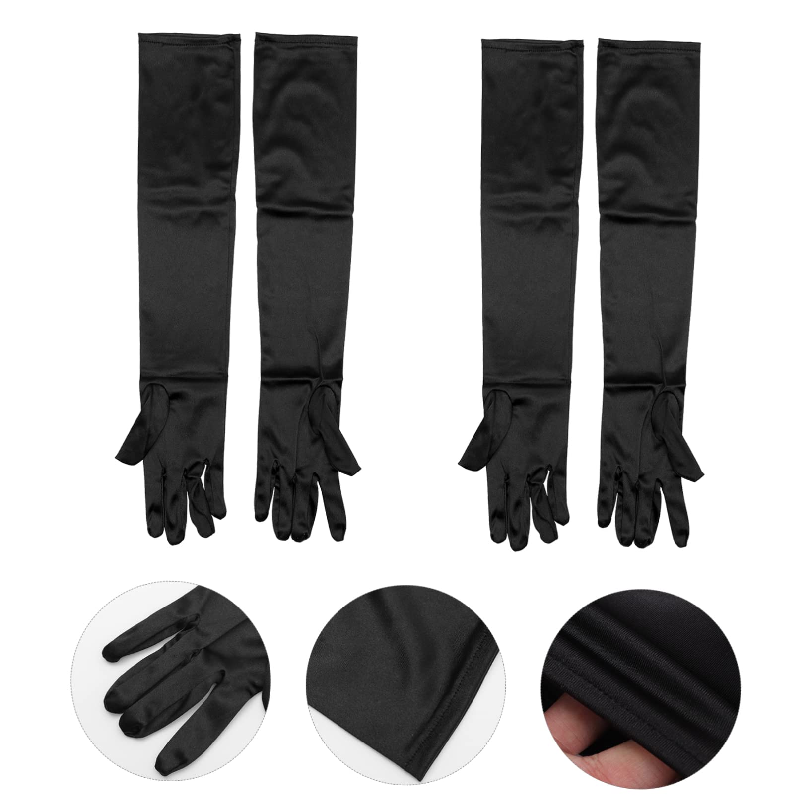 LIFKOME Guantes De Halloween Guantes Decorativos Fiesta Accesorios Guantes De Boda Guantes De Raso De Halloween Guantes De Raso Mujer Satín Black