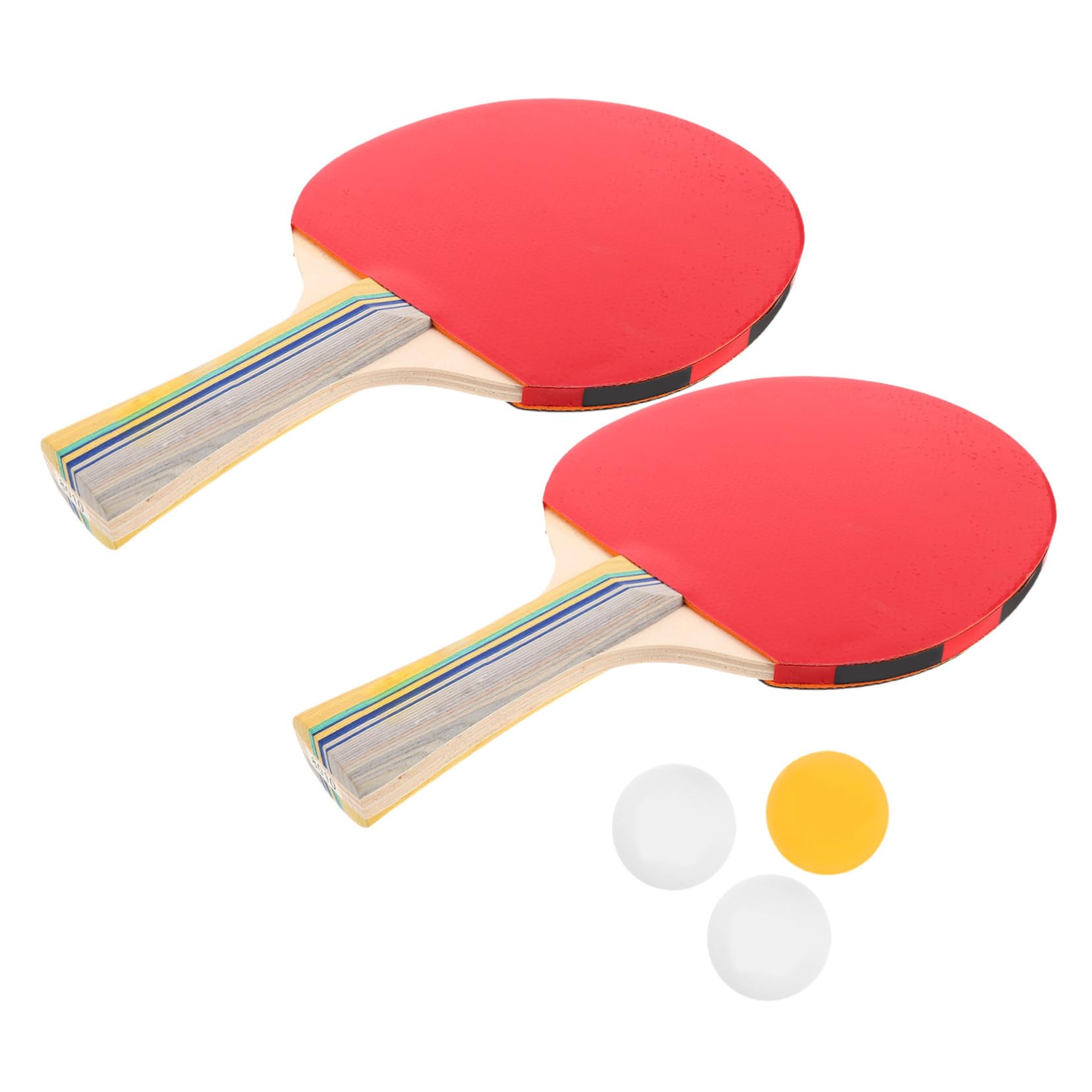 WOONEKY Table Tennis Paddles Set mit Langem Holzgriff Ergonomisch Geformte Griffe für Komfortables Spiel Ausgewogene Schläger für Präzise Set für Heim Partyspiele