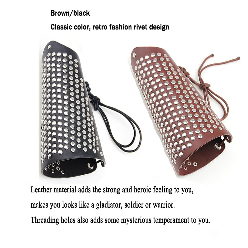 Brazales Anchos Cuero para Hombres Guantes Medievales Pulsera Brazalete Punk Accesorios Vestuario Renacentista