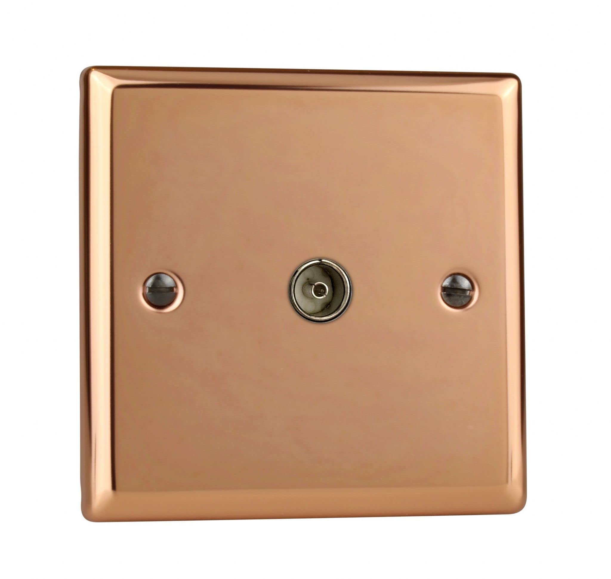 Varilight 1-Gang TV Socket, Co-Axial Polished Copper