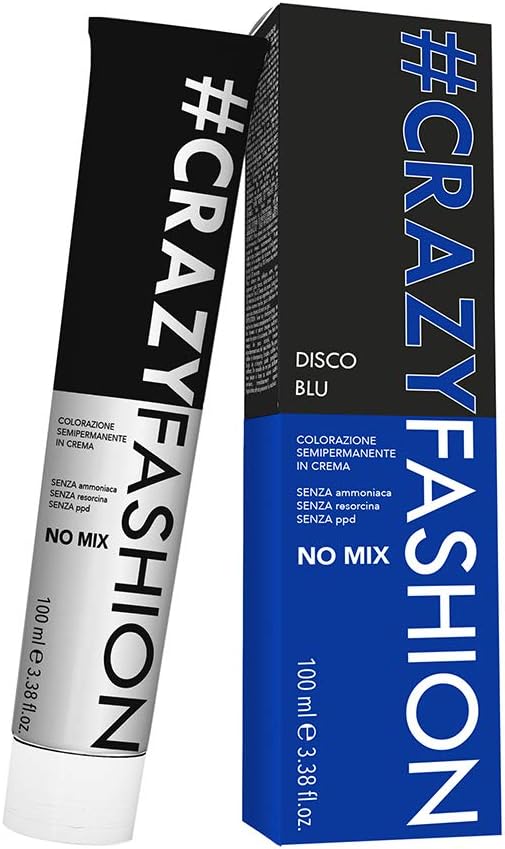 Crazy Fashion Semipermanente haarverf, zonder ammoniak, resorcinol en PPD, bevat 6 tot 8 shampoos, tijdelijke haarkleur, donkerblauw, 100 ml