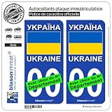 blasonimmat 2 Autocollants Plaque immatriculation Auto : Ukraine - Drapeau