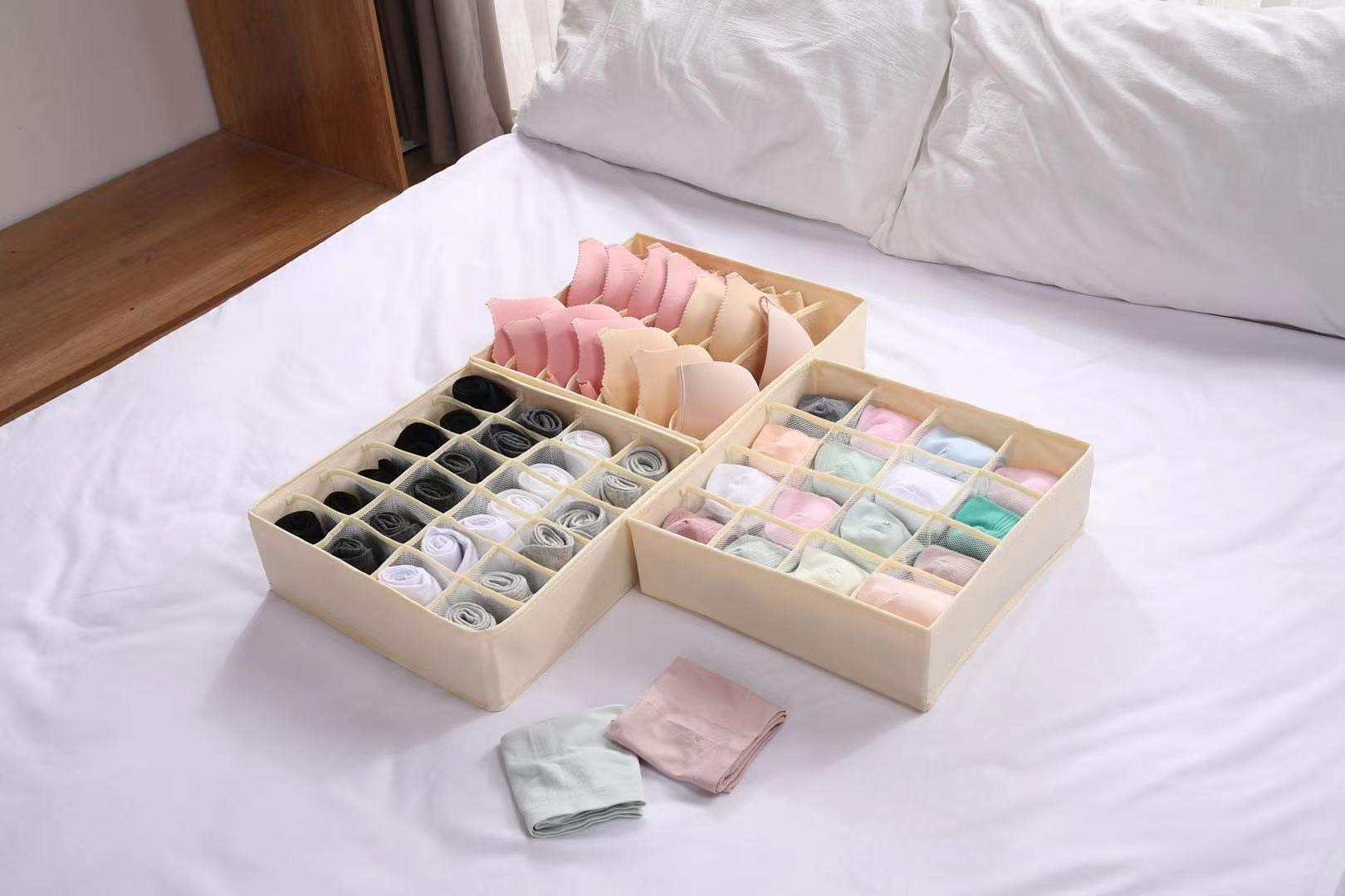 Lot De 2 Boîtes De Rangement Pour Tiroirs, Sous-vêtements, Soutiens