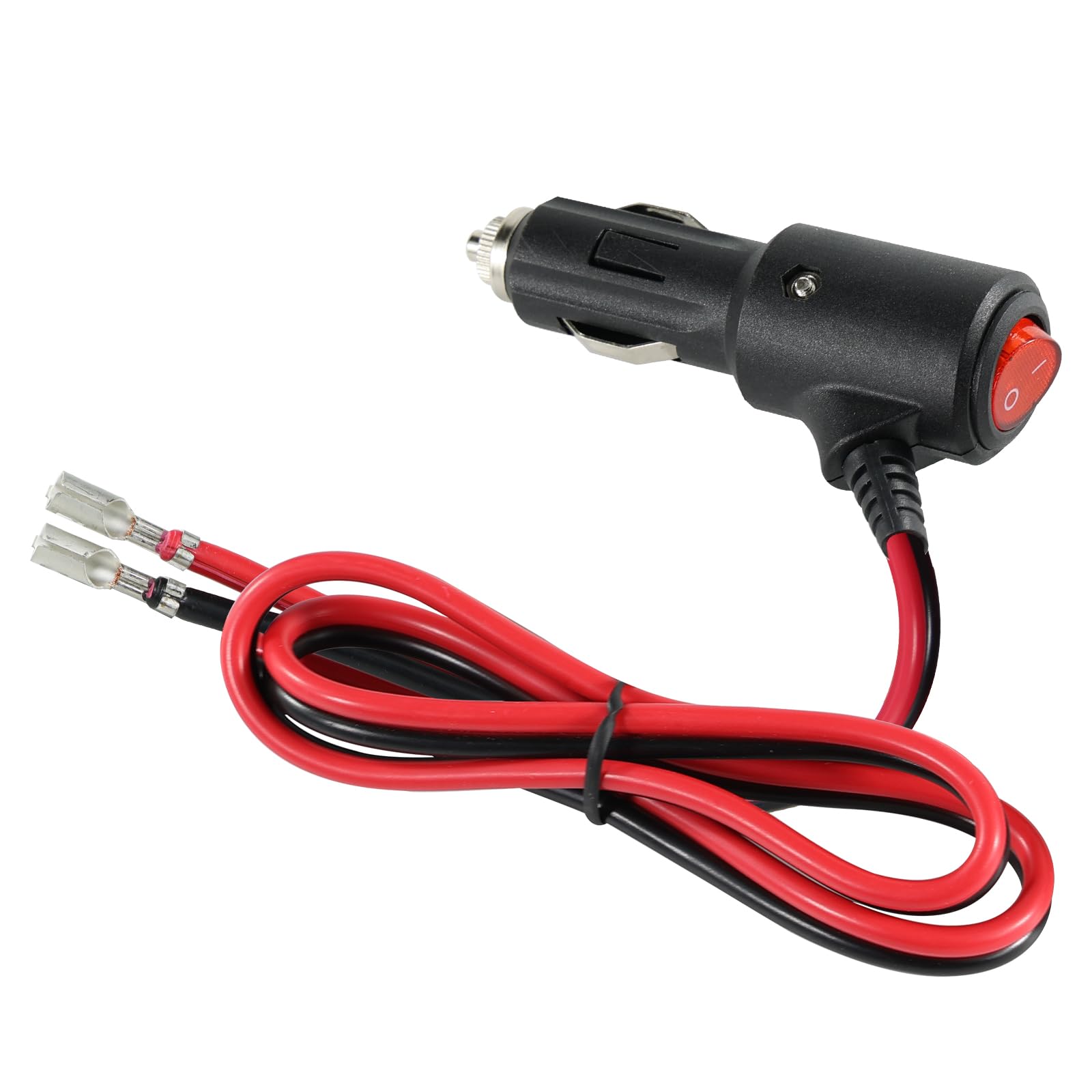SPARKING 12Volt Replacement Cigarette Lighter Male Plug with On Off Switch - 2FT 12V Fused 15amp Cigarette Male Plug with 16AWG Lead, 12V DC Car Plug