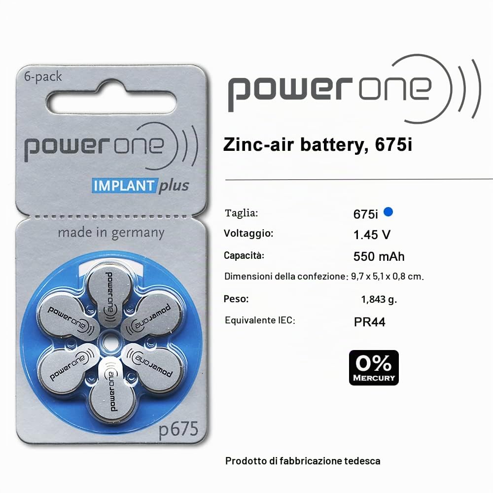 Power One - Batterie per impianti cocleari (120 batterie)